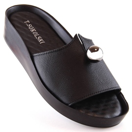 Schwarze Lederhausschuhe für Damen T.Sokolski L22-312 1