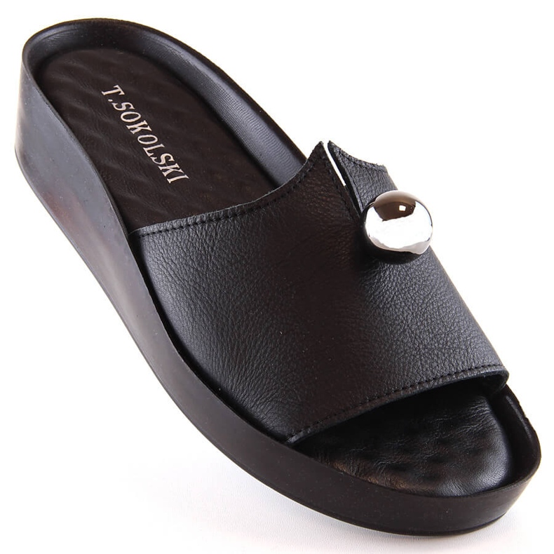 Schwarze Lederhausschuhe für Damen T.Sokolski L22-312 1