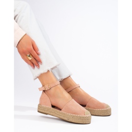 SHELOVET Espadrilles mit Schnalle rosa 1