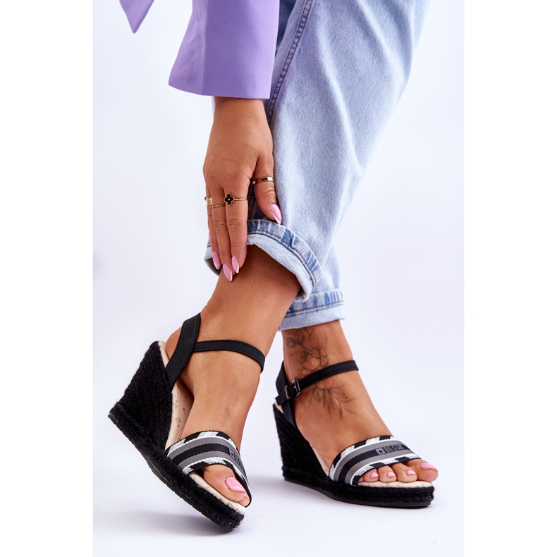 Bequeme Keilsandalen für Damen Big Star LL274877 Schwarz 2