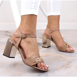 Beige Damensandalen mit Spiegelabsatz Filippo Ds 4502 2