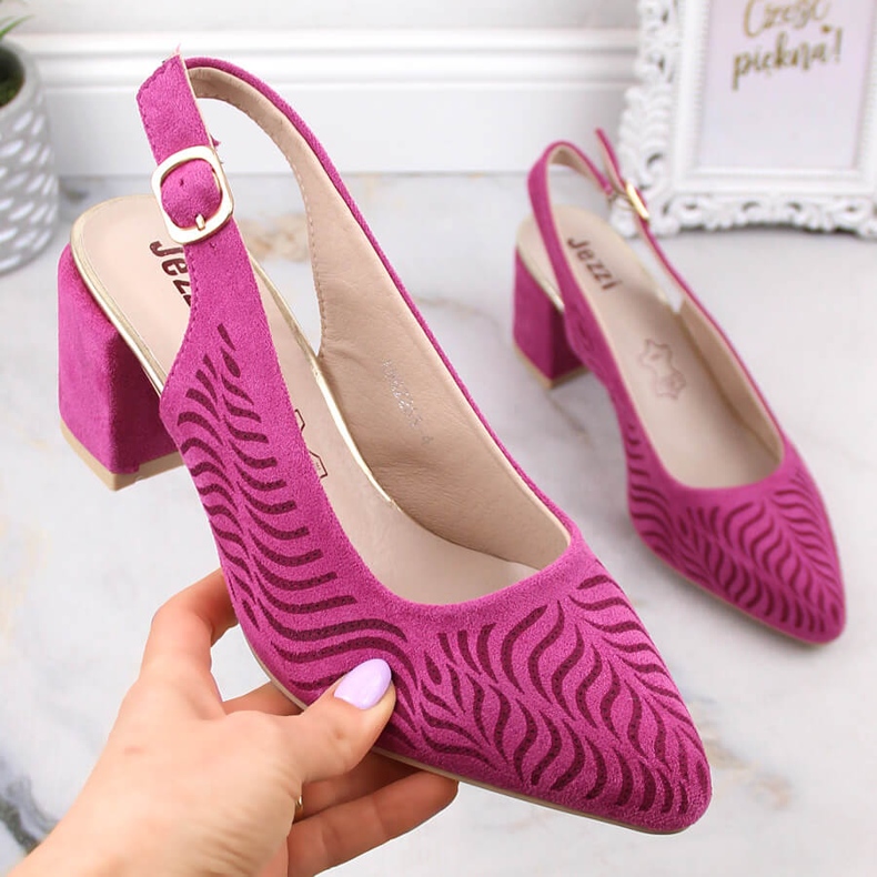 Fuchsiafarbene Wildleder-Sandalen für Damen Jezzi RMR2263-4 rosa 1