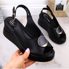 Keilsandalen aus schwarzem Leder für Damen Filippo DS4406 1