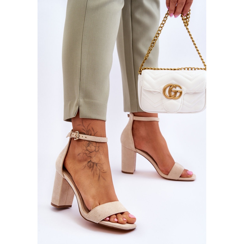 Klassische Wildleder-Sandalen für Damen Beige Passo 2