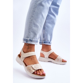 PE1 Komfort-Sandalen mit Klettverschluss für Damen Beige-Gold Grace 2