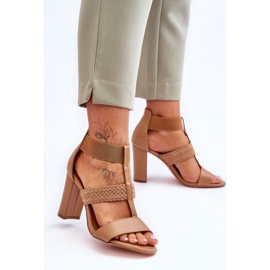 Camel Marren High Heel Ledersandalen braun 2