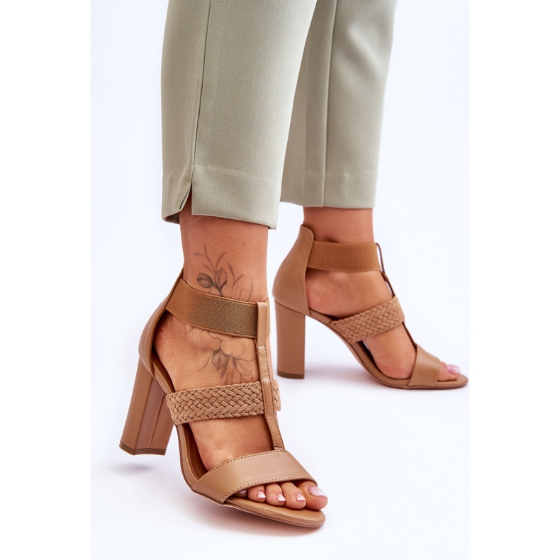 Camel Marren High Heel Ledersandalen braun 2