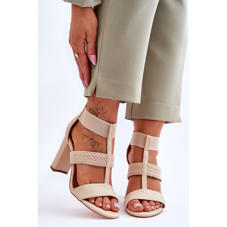 Marren Beige High Heel Ledersandalen 1