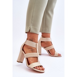 Marren Beige High Heel Ledersandalen 2