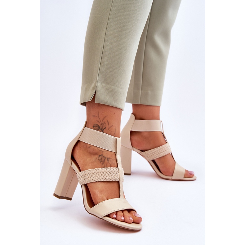Marren Beige High Heel Ledersandalen 2