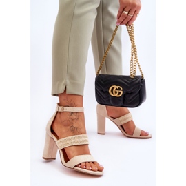 Wildledersandalen mit geflochtenen Absätzen Beige Roselia 2