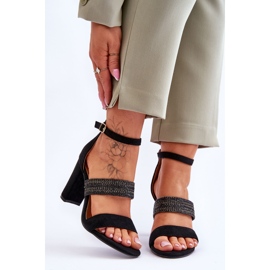 Wildledersandalen mit geflochtenem Absatz Black Roselia schwarz 1