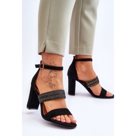 Wildledersandalen mit geflochtenem Absatz Black Roselia schwarz 2