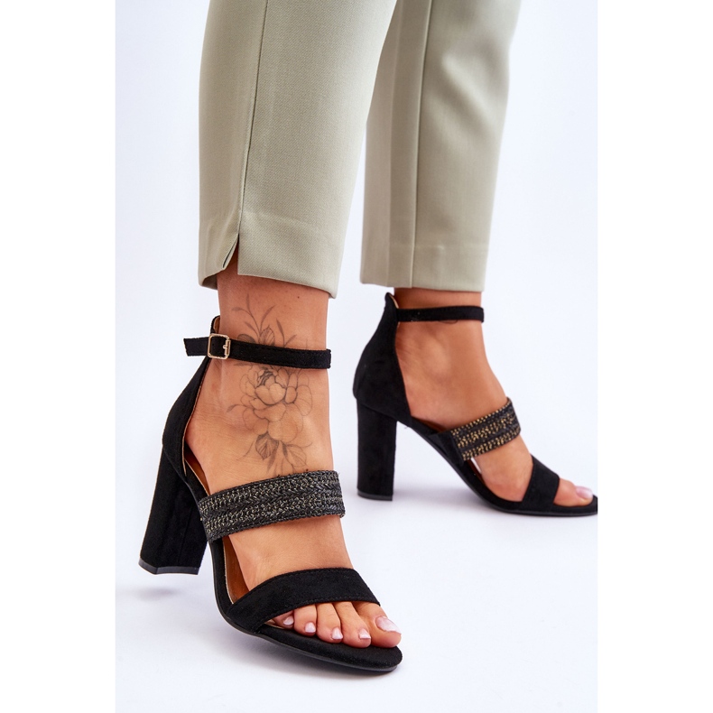 Wildledersandalen mit geflochtenem Absatz Black Roselia schwarz 2