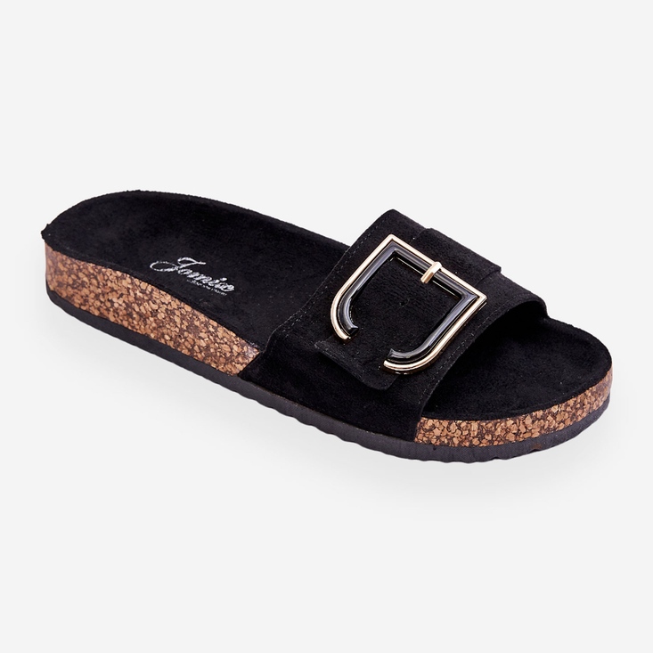 Plateau-Hausschuhe aus Veloursleder für Damen Schwarz Festil 2