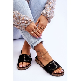 Plateau-Hausschuhe aus Veloursleder für Damen Schwarz Festil 1