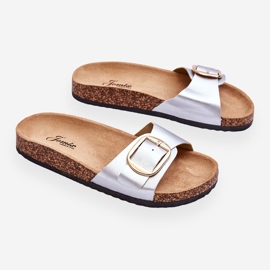 Damen Classic Cork Plateaupantoffeln Silber Noa 1