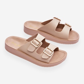 Damen-Plateau-Sandalen mit Streifen Beige Clever 1