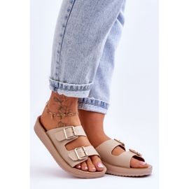 Damen-Plateau-Sandalen mit Streifen Beige Clever 2