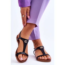 Flache Sandalen mit Dekoration S.Barski KV-5541-45 Schwarz 2