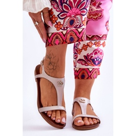 Flache Sandalen mit Dekoration S.Barski KV-5541-45 Beige 1