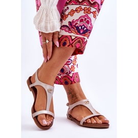 Flache Sandalen mit Dekoration S.Barski KV-5541-45 Beige 2