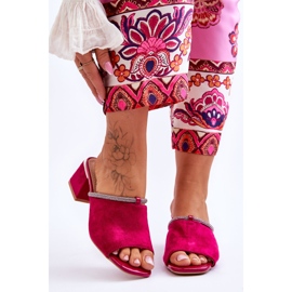 Wildleder High Heel Hausschuhe S.Barski KV-612-2 Fuchsia rosa 2