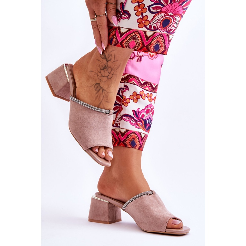 S.Barski Wildleder High Heel Slipper KV-612-2 Beige 2