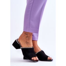 S.Barski Wildleder High Heel Slipper KV-612-2 Schwarz 1