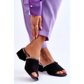 S.Barski Wildleder High Heel Slipper KV-612-2 Schwarz 2