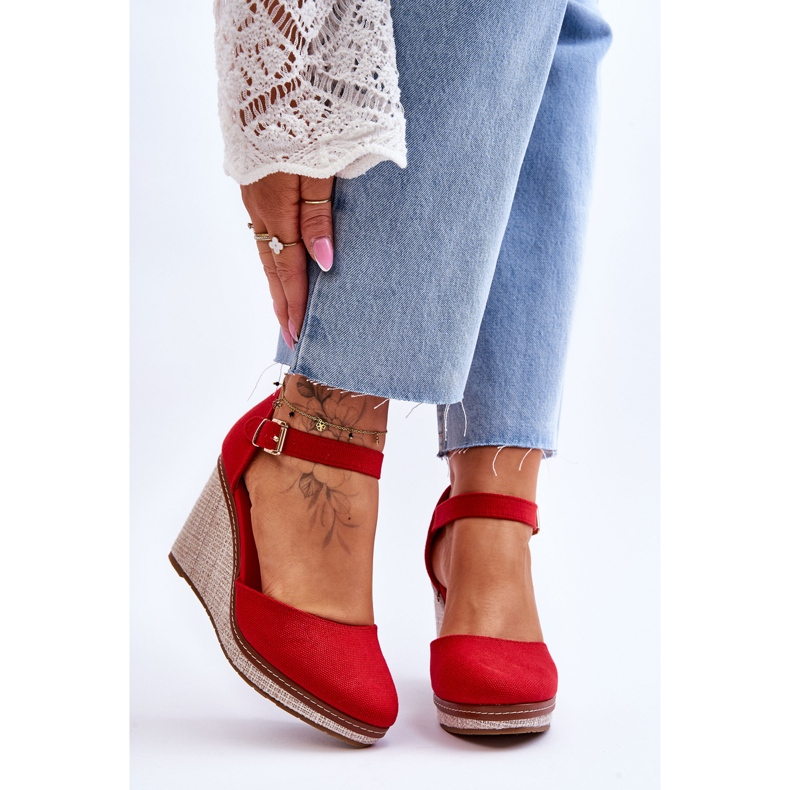 Klassische Keilsandalen für Damen Rot Malani 1