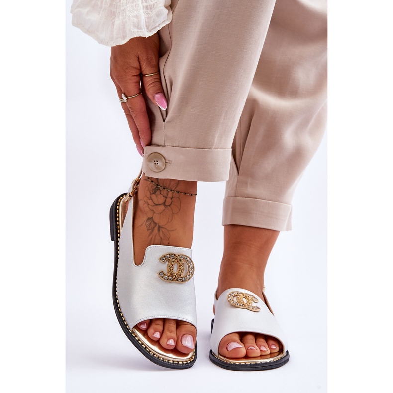 Damensandalen mit Verzierung S.Barski KV-2775-49 Silber 1