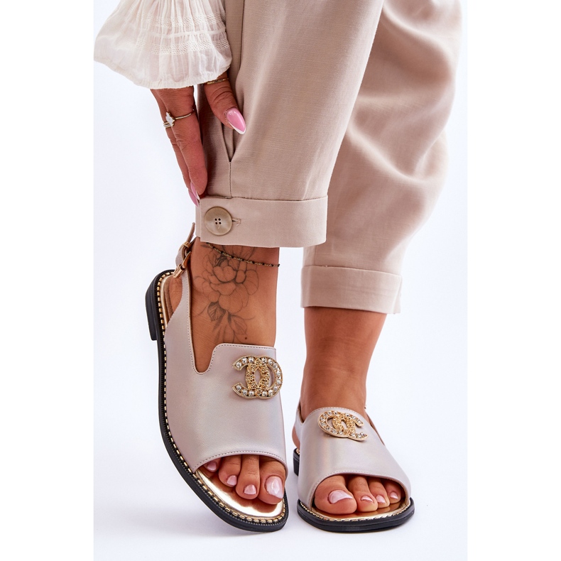 Damensandalen mit Verzierung S.Barski KV-2775-49 Pink-Gold rosa 1
