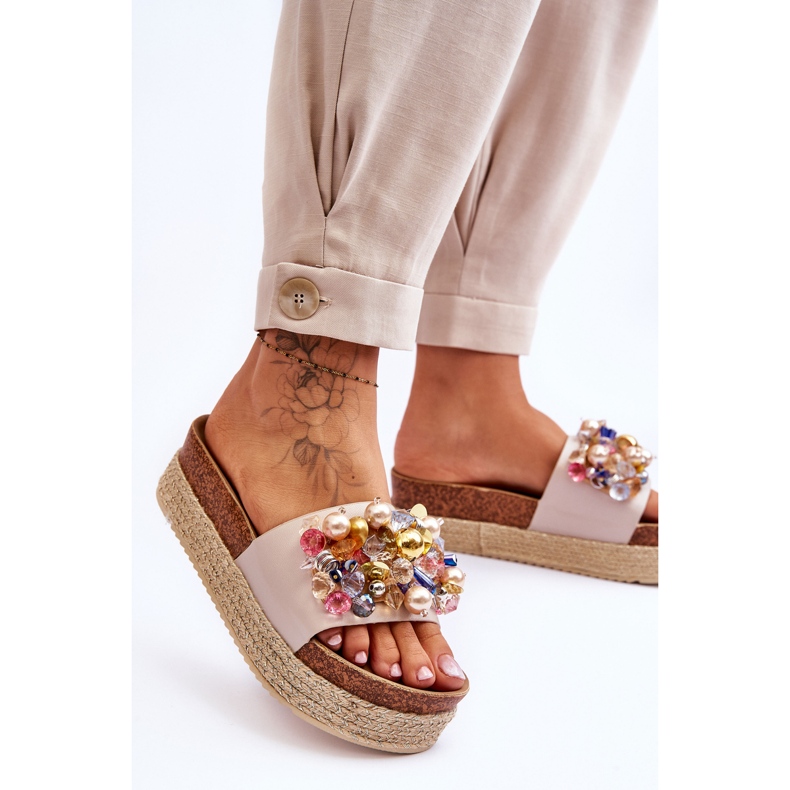 Damen Plateauschuhe S.Barski KV-578-1 Nude beige 2