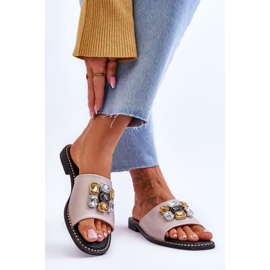 Damenhausschuhe mit Steinen S.Barski KV-2775-31 Nude beige 2