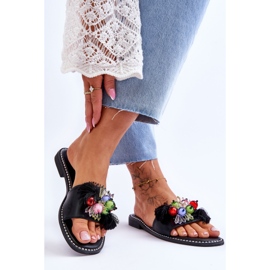 S.Barski Hausschuhe mit Zierperlen KV-2775-47 Schwarz 2