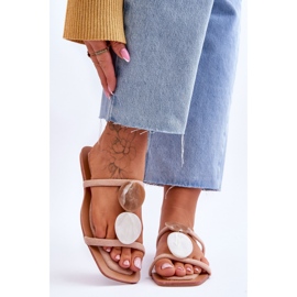 Nudefarbene Victoria verzierte Wildlederhausschuhe beige 1