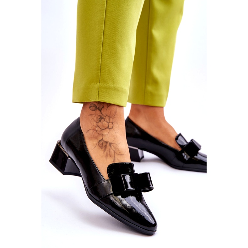 Vinceza Modischer Lacklederpumps mit dekorativer Schleife Shira Black schwarz 2