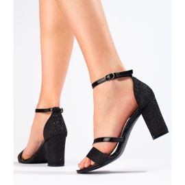Schwarze Glitzersandalen von Shelovet 1