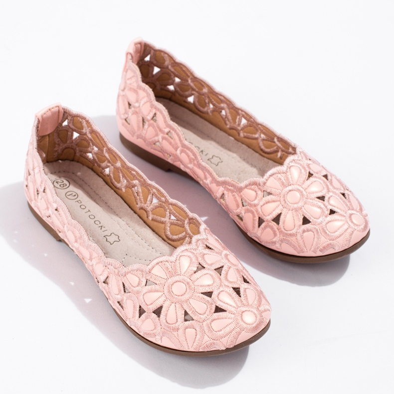 W. Potocki Potocki rosa durchbrochene Ballerinas für Mädchen 1