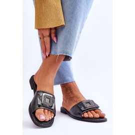 Damen Lederhausschuhe mit Strasssteinen S.Barski KV-2775-33 Dunkelsilber silber- 2