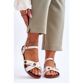 Flache Sandalen S.Barski KV-5541-35 Weiß und Silber 1