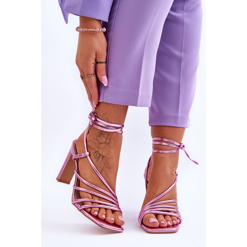 Modische gebundene rosa Tessoro High Heel Sandalen 1