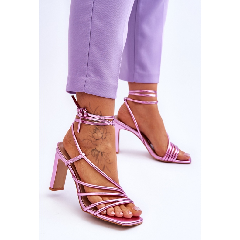 Modische gebundene rosa Tessoro High Heel Sandalen 2