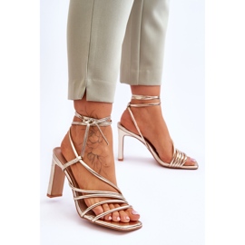 FJ1 Modische gebundene Gold Tessoro High Heel Sandalen golden 2