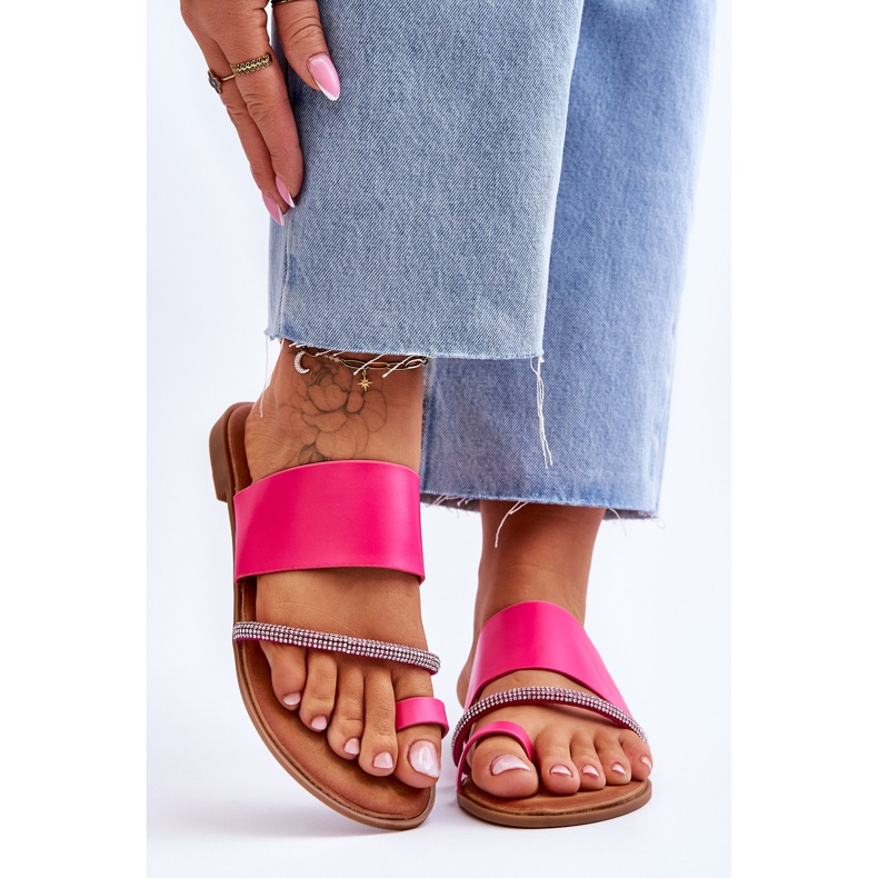 Damen-Flip-Flops mit dekorativem Riemen Fuchsia Sublime rosa 1