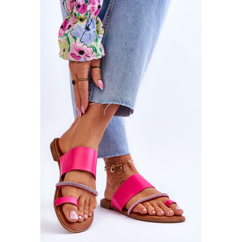 Damen-Flip-Flops mit dekorativem Riemen Fuchsia Sublime rosa 2