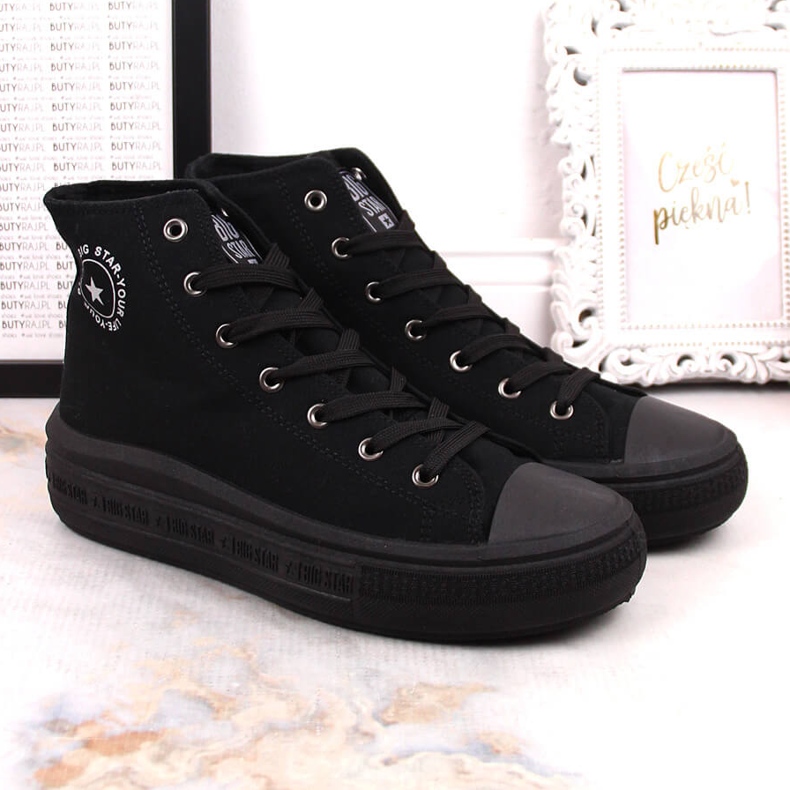 Damenstiefeletten auf der Plattform schwarz Big Star LL274A182 2