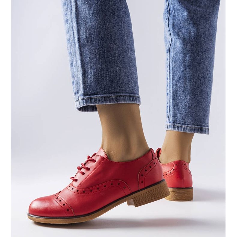 Beige Brogues LS5379 Taupe rot 1