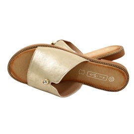 Modische Damenhausschuhe Filippo DK4625/23 GO Gold golden 4
